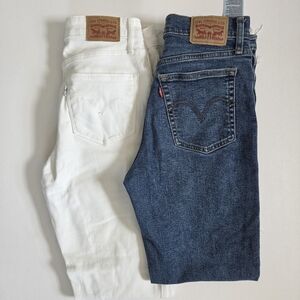 Levis denim bundle high rise wedgie distressed knee cutoff button fly sz 27